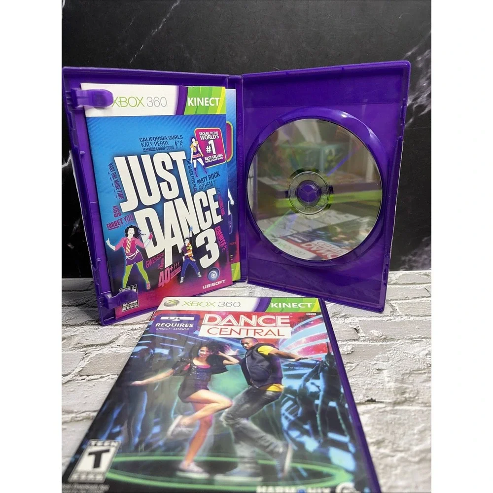 Bundle Just Dance 3 & Dance Central Bundle - Microsoft Xbox 360 - Both CIB - T&W